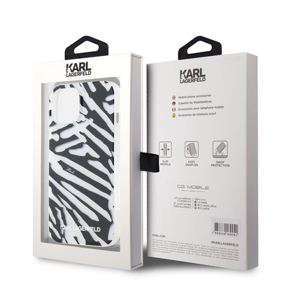 Θήκη για Apple iPhone 15, Karl Lagerfeld, IML Luxury Zebra Pattern with Strap, Μαύρη