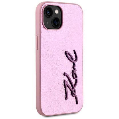 Θήκη για Apple iPhone 15, Karl Lagerfeld, Metal Signature, Ροζ