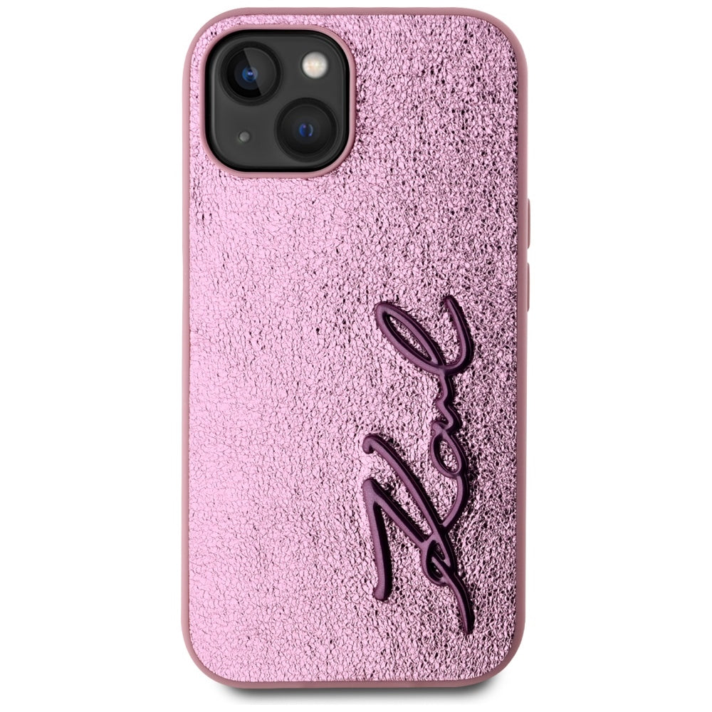Θήκη για Apple iPhone 15, Karl Lagerfeld, Metal Signature, Ροζ