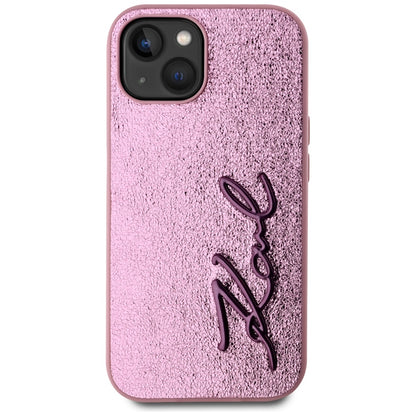 Θήκη για Apple iPhone 15, Karl Lagerfeld, Metal Signature, Ροζ