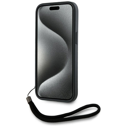 Θήκη για Apple iPhone 15, Karl Lagerfeld, Saffiano Athleisure Stripes with Strap, Ροζ