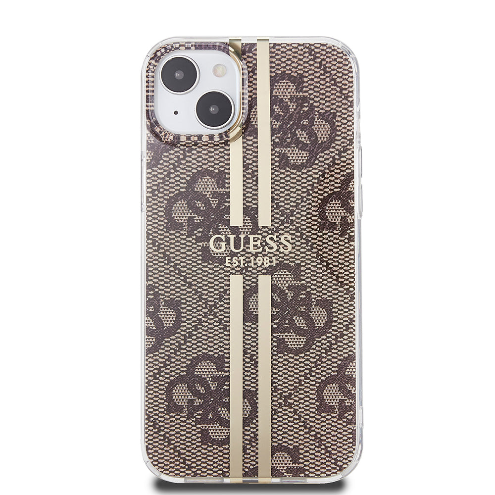 Θήκη για Apple iPhone 15 Plus, Guess, IML 4G Gold Stripe, Καφέ