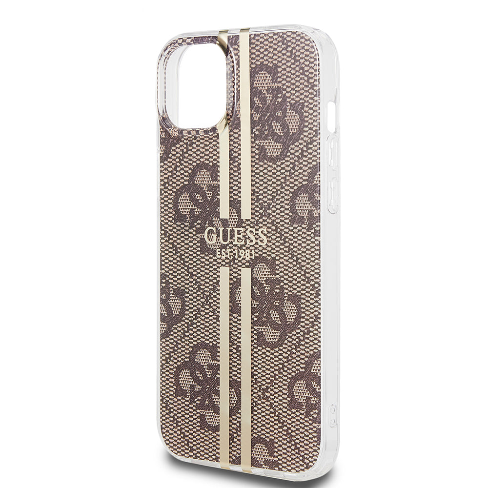 Θήκη για Apple iPhone 15 Plus, Guess, IML 4G Gold Stripe, Καφέ