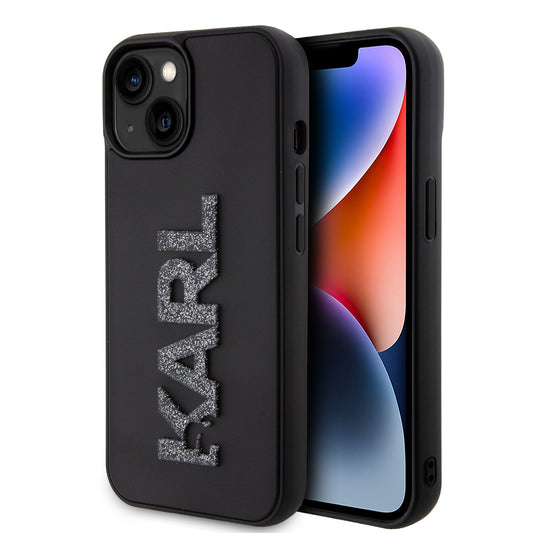 Θήκη για Apple iPhone 15 Plus, Karl Lagerfeld, 3D Rubber Glitter Logo, Μαύρη