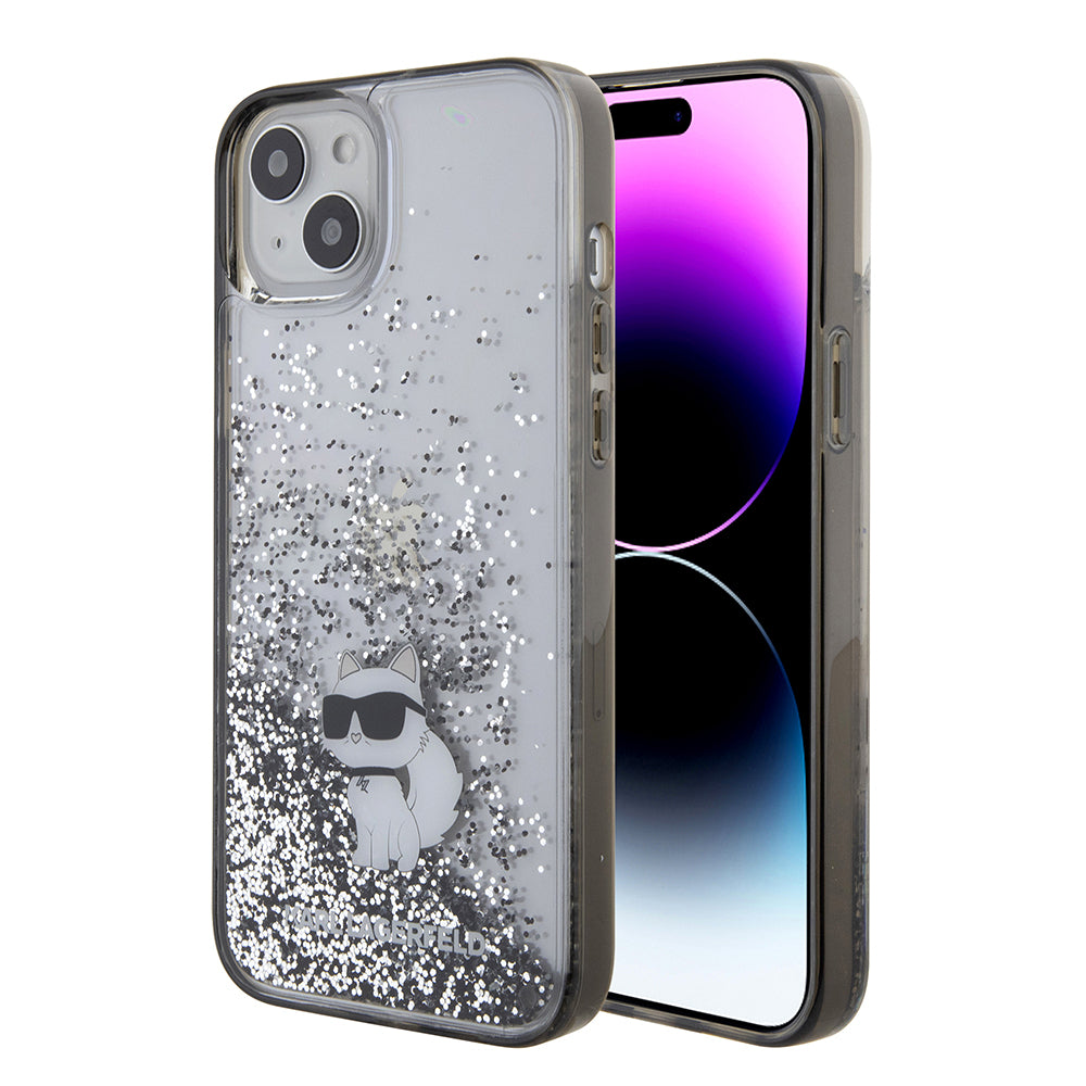 Θήκη για Apple iPhone 15 Plus, Karl Lagerfeld, Liquid Glitter Choupette, Διάφανη