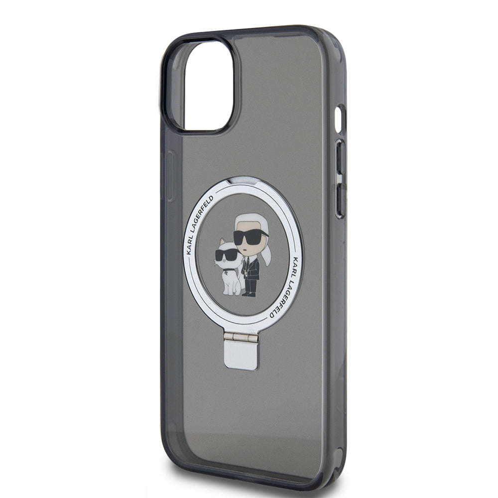 Θήκη για Apple iPhone 15 Plus, Karl Lagerfeld, Ringstand Karl & Choupette, Μαύρη
