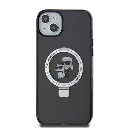 Θήκη για Apple iPhone 15 Plus, Karl Lagerfeld, Ringstand Karl & Choupette, Μαύρη