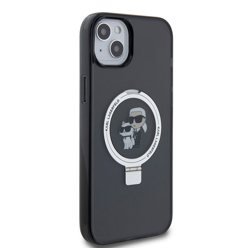 Θήκη για Apple iPhone 15 Plus, Karl Lagerfeld, Ringstand Karl & Choupette, Μαύρη