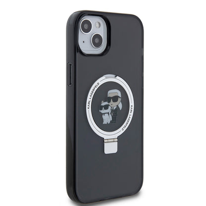 Θήκη για Apple iPhone 15 Plus, Karl Lagerfeld, Ringstand Karl & Choupette, Μαύρη