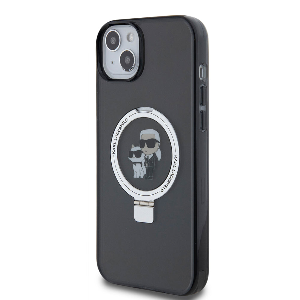 Θήκη για Apple iPhone 15 Plus, Karl Lagerfeld, Ringstand Karl & Choupette, Μαύρη