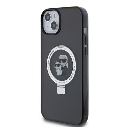 Θήκη για Apple iPhone 15 Plus, Karl Lagerfeld, Ringstand Karl & Choupette, Μαύρη