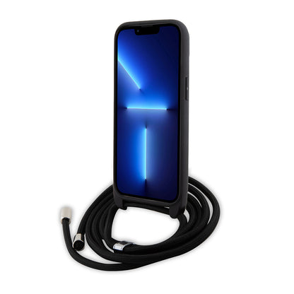 Θήκη για Apple iPhone 15 Plus, Karl Lagerfeld, Saffiano Crossbody Metal Pin Karl & Choupette, Μαύρη