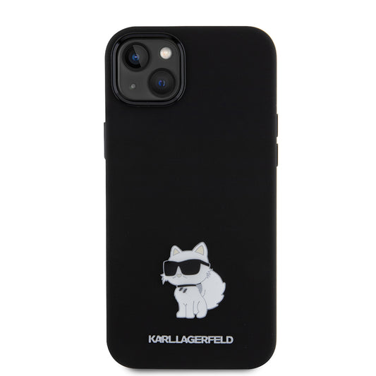 Θήκη για Apple iPhone 15 Plus, Karl Lagerfeld, Silicone Choupette Metal, Μαύρη
