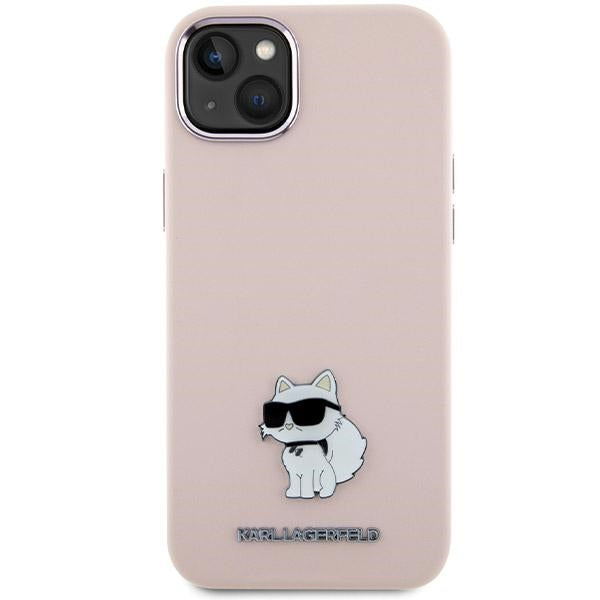 Θήκη για Apple iPhone 15 Plus, Karl Lagerfeld, Silicone Choupette Metal, Ροζ