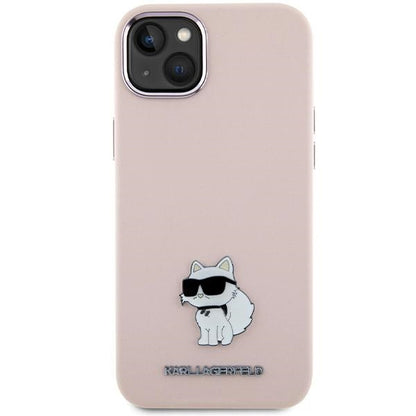 Θήκη για Apple iPhone 15 Plus, Karl Lagerfeld, Silicone Choupette Metal, Ροζ