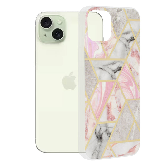 Θήκη για Apple iPhone 15 Plus, Techsuit, Marble, Ροζ