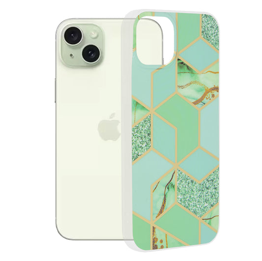 Θήκη για Apple iPhone 15 Plus, Techsuit, Marble, Πράσινο