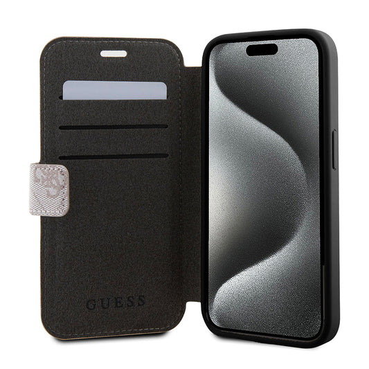 Θήκη για Apple iPhone 15 Pro, Guess, 4G Book, Ροζ