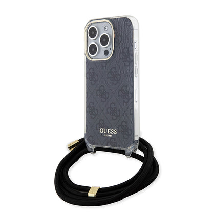 Θήκη για Apple iPhone 15 Pro, Guess, Crossbody Cord 4G Print, Μαύρη