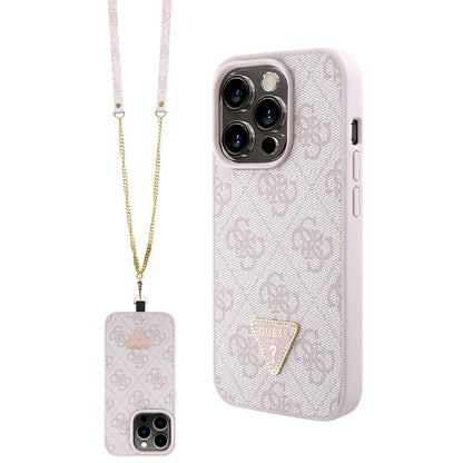Θήκη για Apple iPhone 15 Pro, Guess, Crossbody 4G Metal Logo, Ροζ