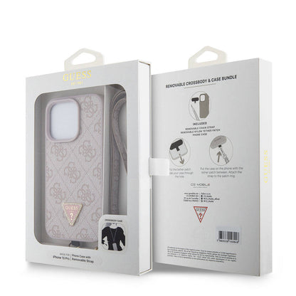 Θήκη για Apple iPhone 15 Pro, Guess, Crossbody 4G Metal Logo, Ροζ