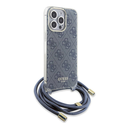 Θήκη για Apple iPhone 15 Pro, Guess, Crossbody Cord 4G Print, Μπλε