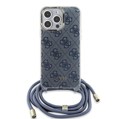 Θήκη για Apple iPhone 15 Pro, Guess, Crossbody Cord 4G Print, Μπλε