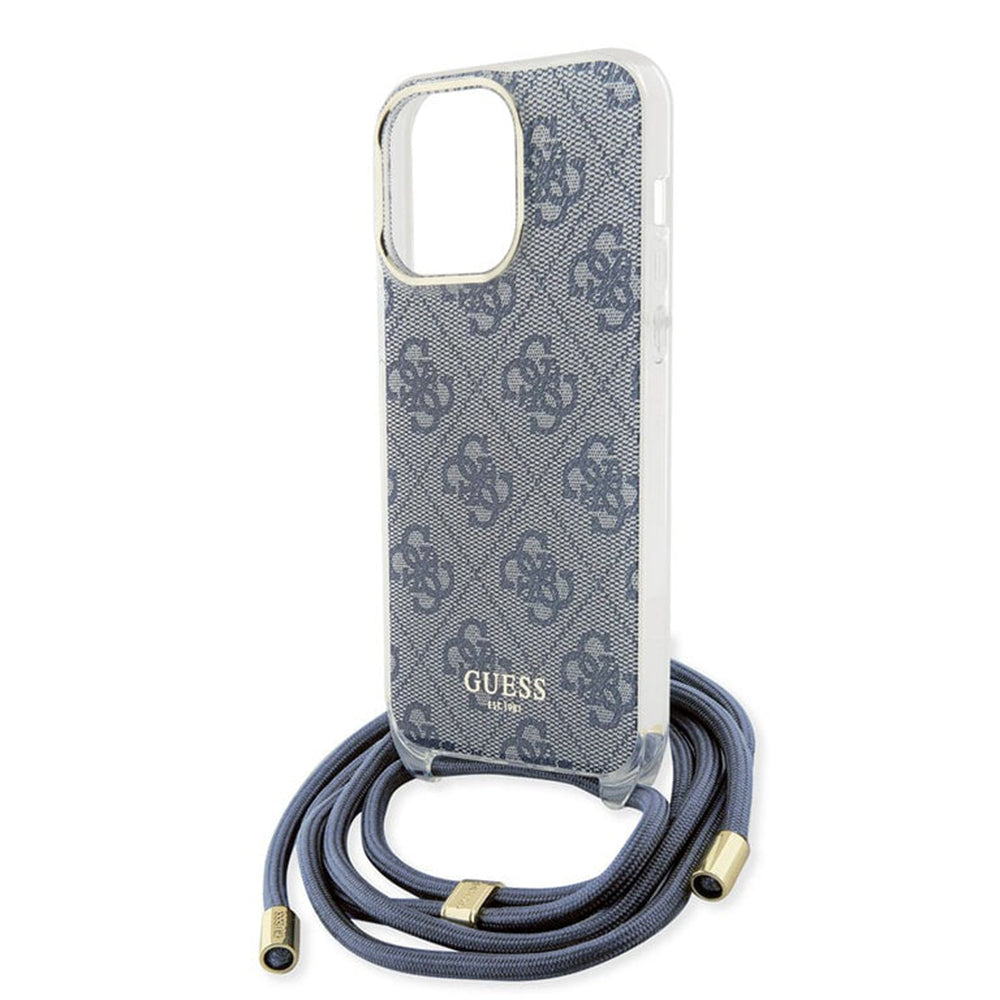 Θήκη για Apple iPhone 15 Pro, Guess, Crossbody Cord 4G Print, Μπλε