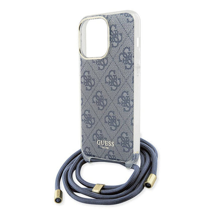 Θήκη για Apple iPhone 15 Pro, Guess, Crossbody Cord 4G Print, Μπλε