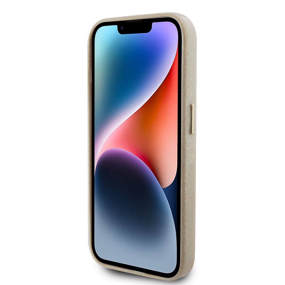 Θήκη για Apple iPhone 15 Pro, Guess, Glitter Glossy Script, Μπεζ