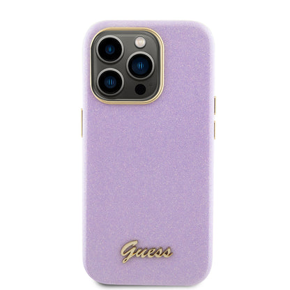 Θήκη για Apple iPhone 15 Pro, Guess, Glitter Glossy Script, Ανοιχτό Μωβ