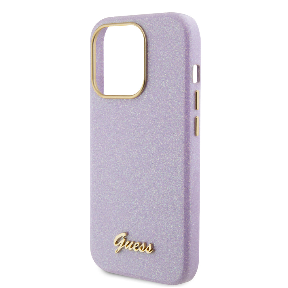 Θήκη για Apple iPhone 15 Pro, Guess, Glitter Glossy Script, Ανοιχτό Μωβ