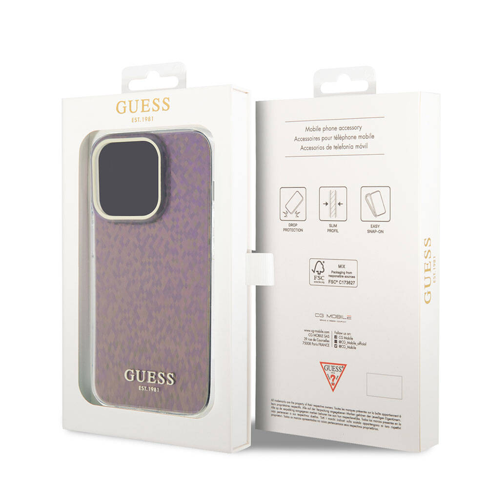 Θήκη για Apple iPhone 15 Pro, Guess, IML Faceted Mirror Disco Iridescent, Ροζ
