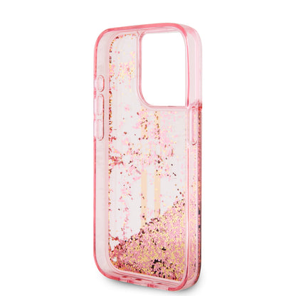 Θήκη για Apple iPhone 15 Pro, Guess, Liquid Glitter Gold Stripes, Ροζ