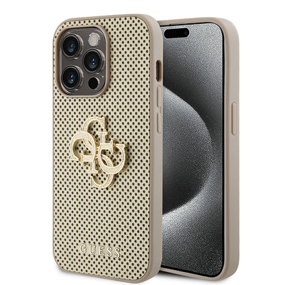 Case for Apple iPhone 15 Pro, Guess, Perforated 4G, Gold