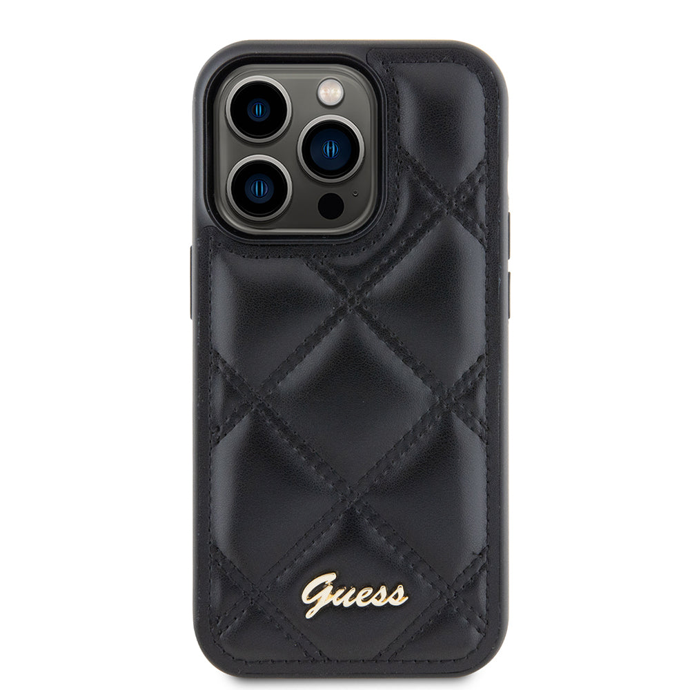 Θήκη για Apple iPhone 15 Pro, Guess, Quilted Metal Logo, Μαύρη