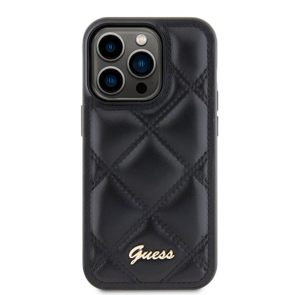 Θήκη για Apple iPhone 15 Pro, Guess, Quilted Metal Logo, Μαύρη
