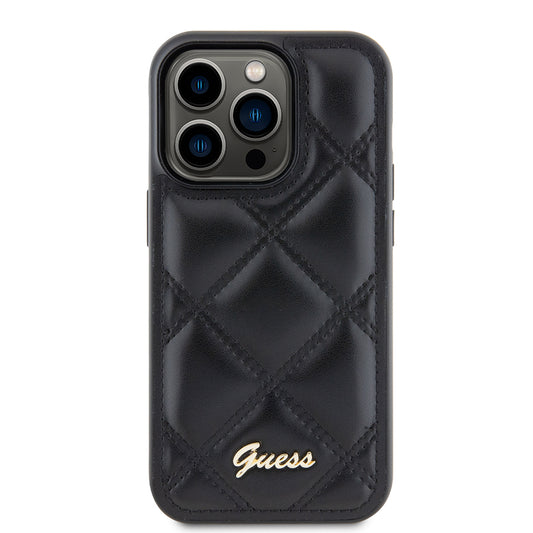 Θήκη για Apple iPhone 15 Pro, Guess, Quilted Metal Logo, Μαύρη