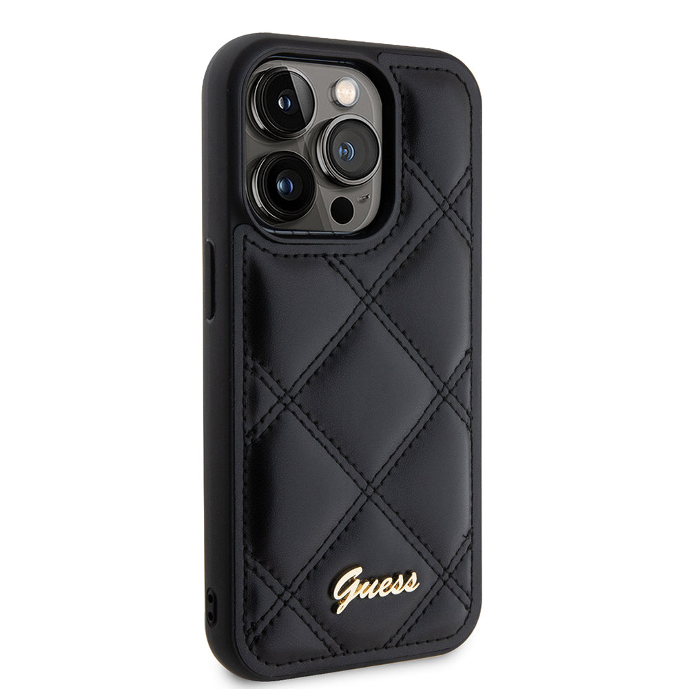 Θήκη για Apple iPhone 15 Pro, Guess, Quilted Metal Logo, Μαύρη