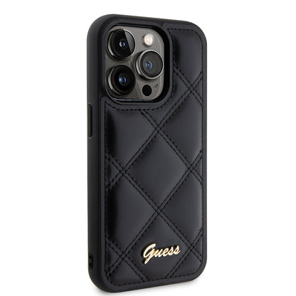 Θήκη για Apple iPhone 15 Pro, Guess, Quilted Metal Logo, Μαύρη