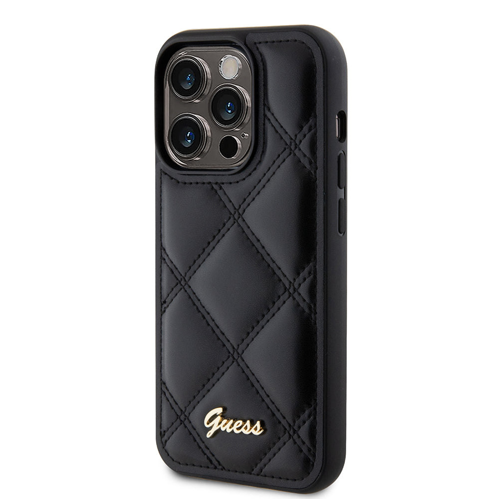 Θήκη για Apple iPhone 15 Pro, Guess, Quilted Metal Logo, Μαύρη