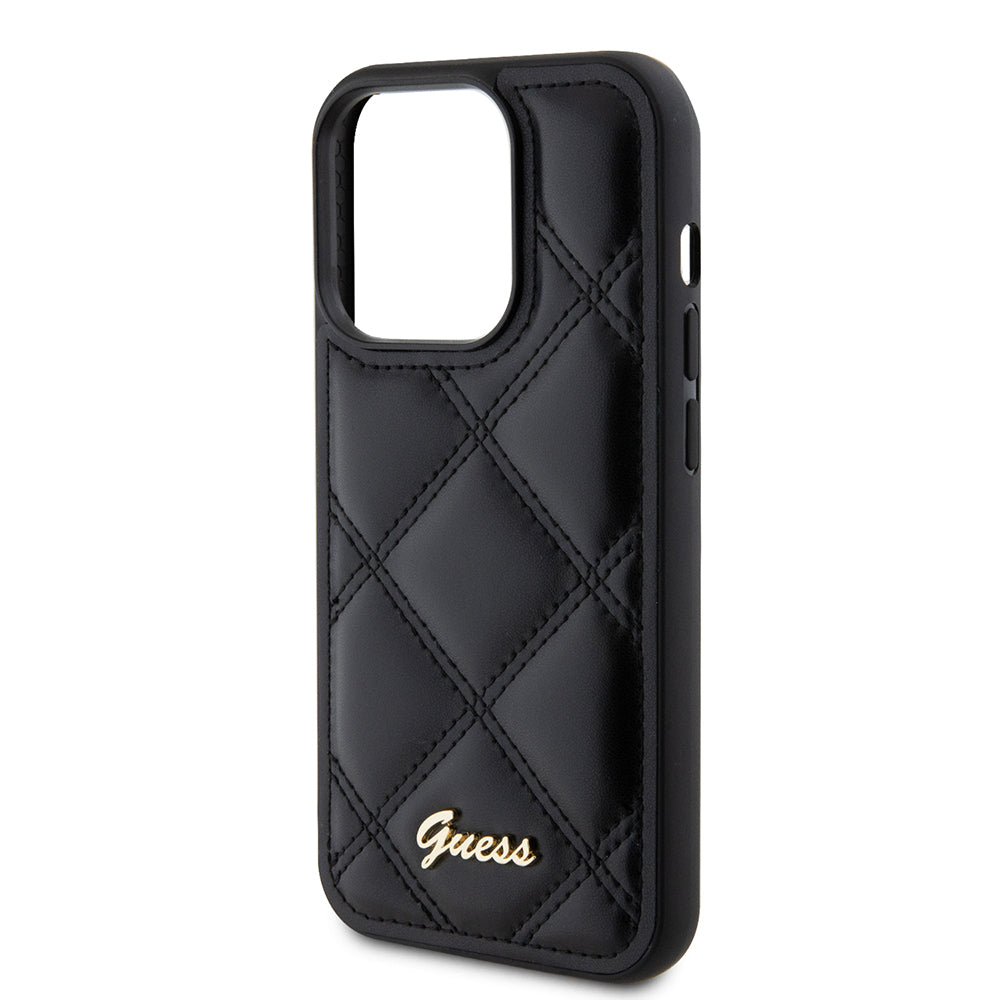 Θήκη για Apple iPhone 15 Pro, Guess, Quilted Metal Logo, Μαύρη