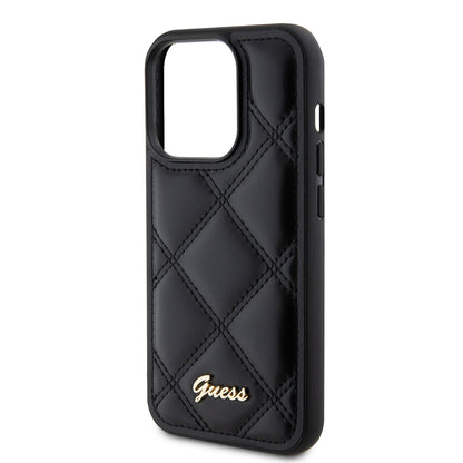 Θήκη για Apple iPhone 15 Pro, Guess, Quilted Metal Logo, Μαύρη