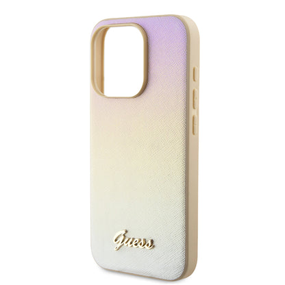 Θήκη για Apple iPhone 15 Pro, Guess, Saffiano Iridescent Script, Χρυσή