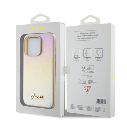Θήκη για Apple iPhone 15 Pro, Guess, Saffiano Iridescent Script, Χρυσή