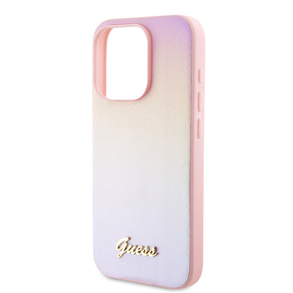 Θήκη για Apple iPhone 15 Pro, Guess, Saffiano Iridescent Script, Ροζ