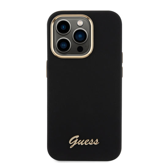 Θήκη για Apple iPhone 15 Pro, Guess, Script Metal Logo & Frame, Μαύρη