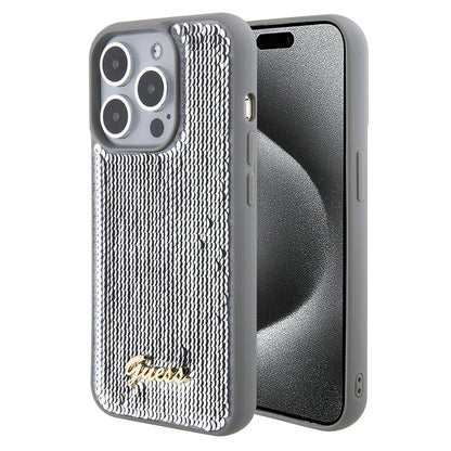 Θήκη για Apple iPhone 15 Pro, Guess, Sequin Script Metal, Ασημί