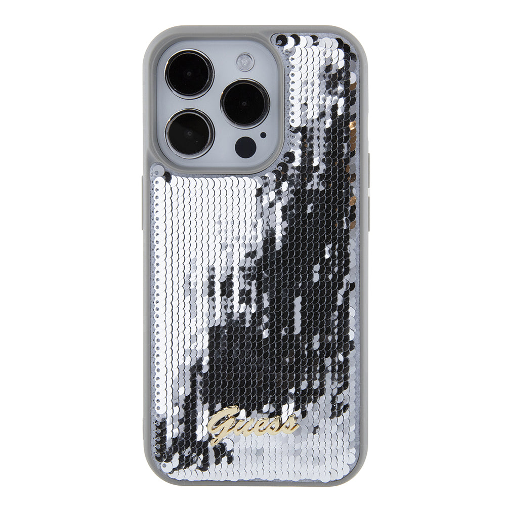 Θήκη για Apple iPhone 15 Pro, Guess, Sequin Script Metal, Ασημί