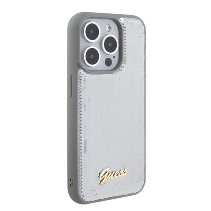 Θήκη για Apple iPhone 15 Pro, Guess, Sequin Script Metal, Ασημί